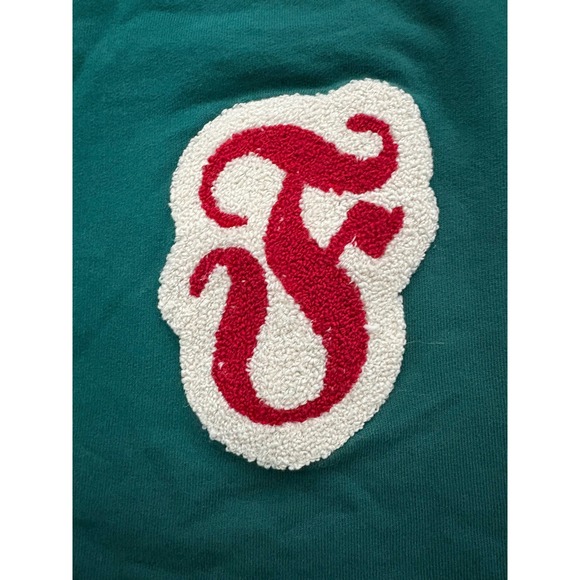 ASOS DESIGN Green Red Letter F Patch Sweatshirt Crewneck Pullover Top XS - Picture 2 of 6